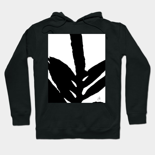 Green Fern in the Dark Black and White Hoodie by ANoelleJay